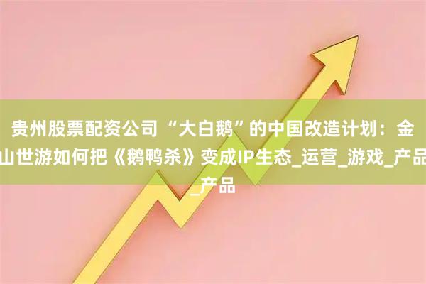 贵州股票配资公司 “大白鹅”的中国改造计划：金山世游如何把《鹅鸭杀》变成IP生态_运营_游戏_产品